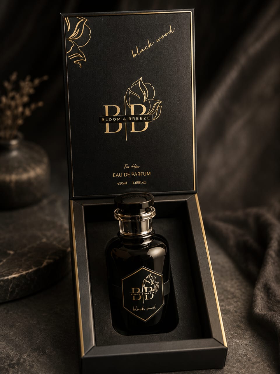 Bloom & Breeze Black Wood Eau De Parfum for Men – Long Lasting Luxury Fragrance (50ml)