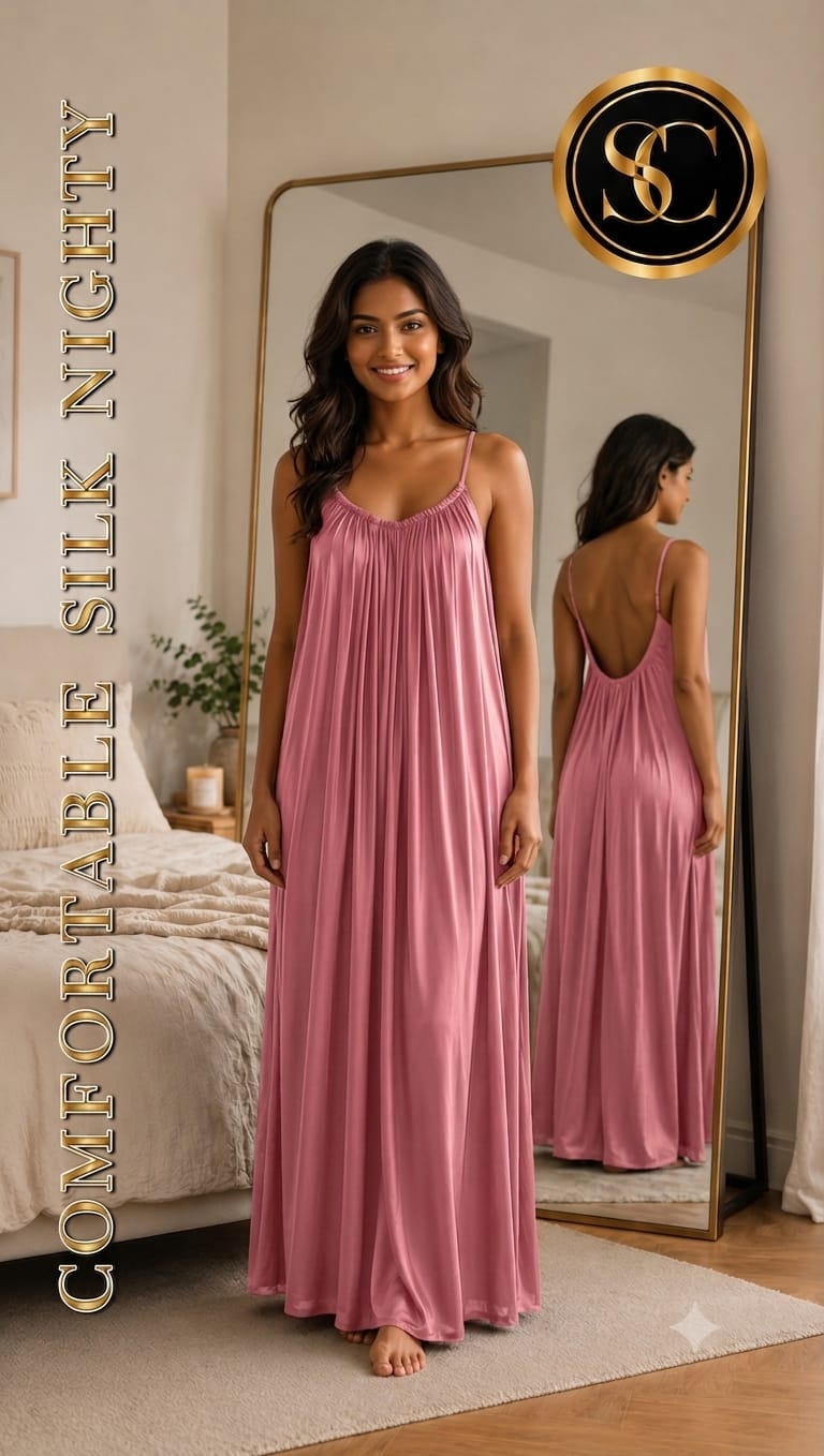 # Premium Pink Silk Nighty – Elegant & Comfortable Sleepwear
