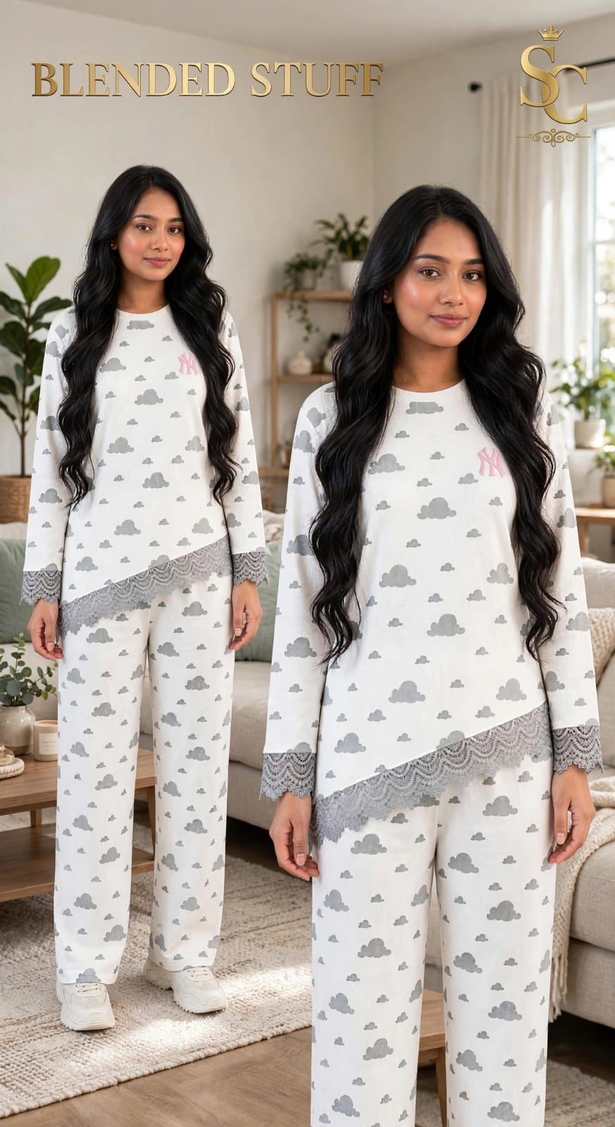 Star Print Co-Ord Lounge Set – Soft & Comfortable Women's Night Suit